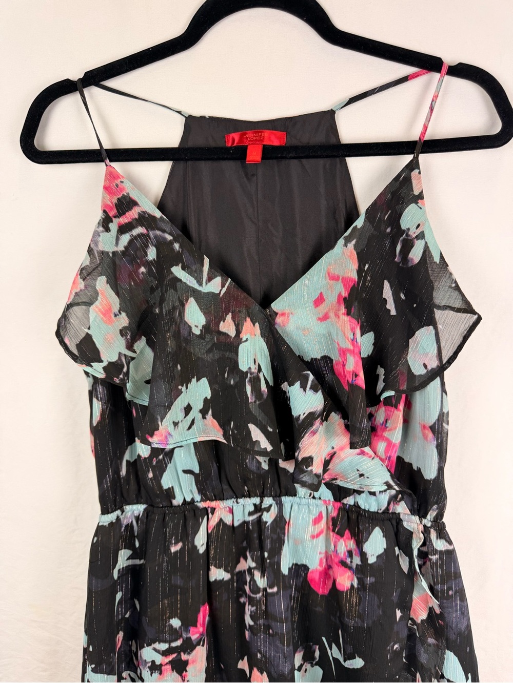 Jennifer Lopez Dress Sz M Romantic Vacation Dress Floral Maxi Dress  Mint Accent - Picture 3 of 8